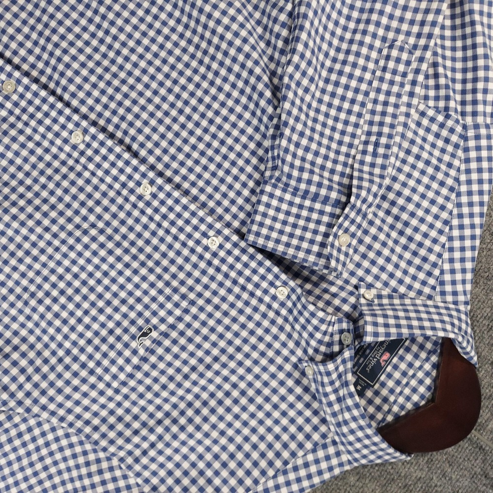 Vineyard Vines Dress Shirt Mens M Blue Gingham Classic Fit Tucker Cotton LS